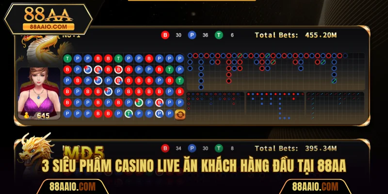 3 siêu phẩm casino live ăn khách hàng đầu tại 88AA